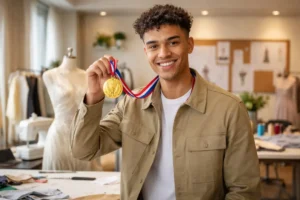 Apeldoorner Deninjo Pauw wint gouden medaille in modeontwerpen ondanks tegenslagen