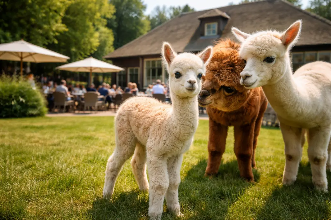 Pasgeboren alpacababy zorgt voor gezelligheid bij hotel in Apeldoorn