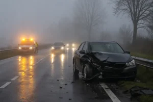 Verkeersongeval door slechte zichtbaarheid in de buurt van Apeldoorn