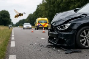 Verkeersongeval op N348 door onverwachte wesp